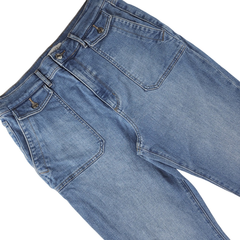 Loft Cropped Flare Jeans Womens 31 Blue High Rise Ankle Stretch Denim 24 Inseam